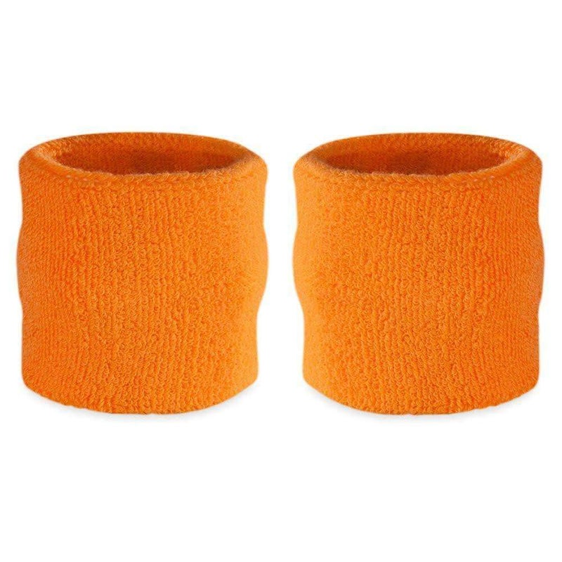 Suddora Wrist Sweatbands, Absorbent and Breathable Thick Cotton Bands for Working Out, Gymnastics, Basketball, Tennis, and Football, Multiuse Wristbands for Costumes and Cosplay (Pair) (Neon Orange) - Image 1